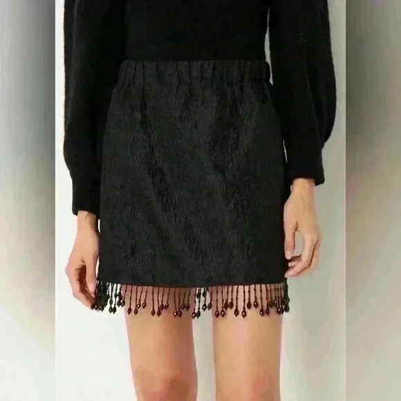 Mini Skirt with Bead Fringe  GANNI, Size 36 - Picture 1 of 5